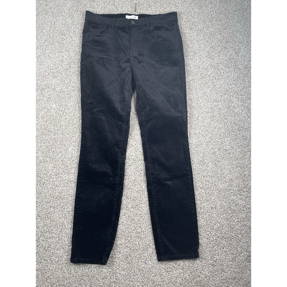Loft Pants Womens Sz 28/6 Black Plush Finish Velvet Skinny Cotton Blend Stretch